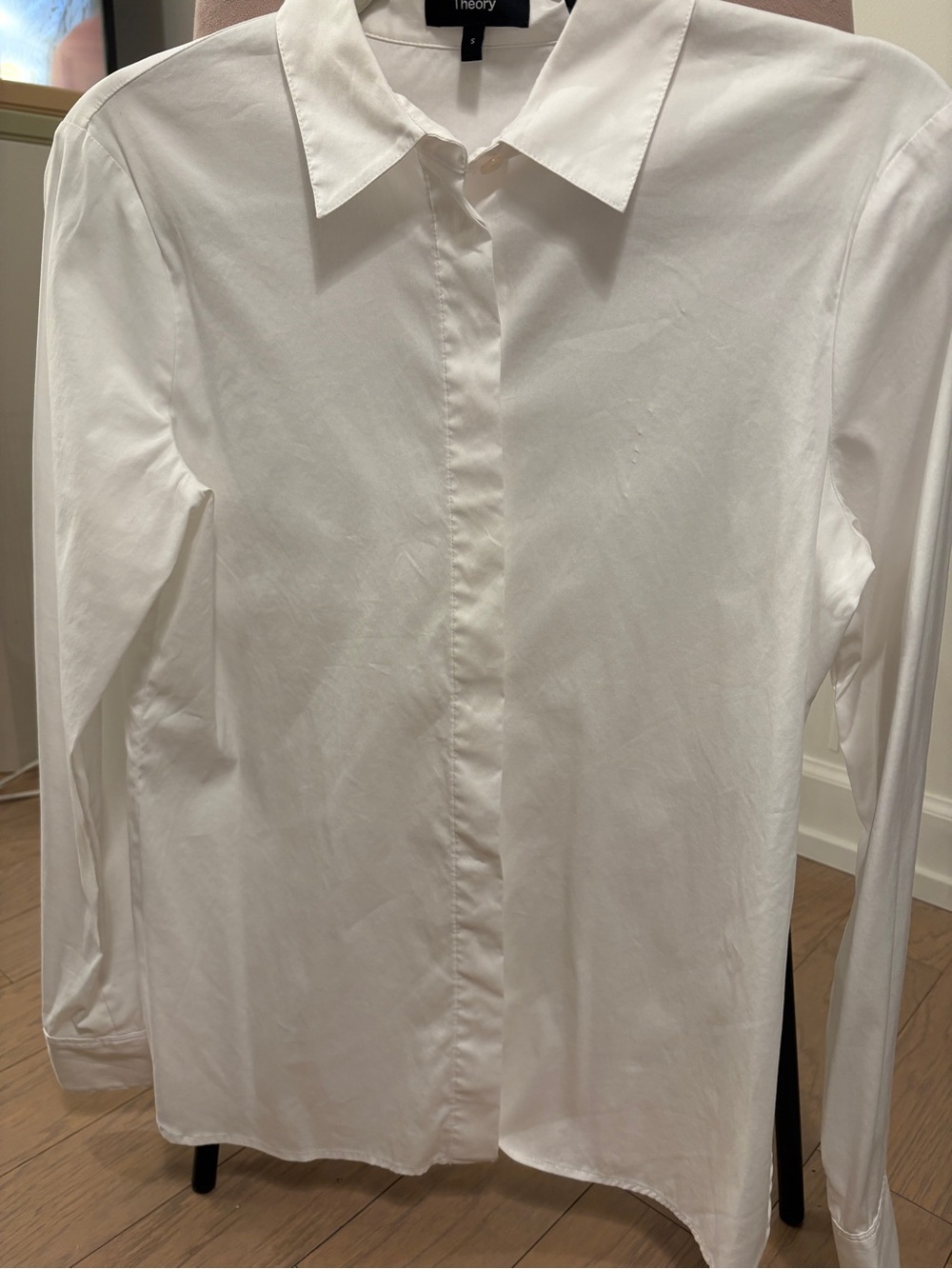 Theory womens White Button-Front Dress Shirt